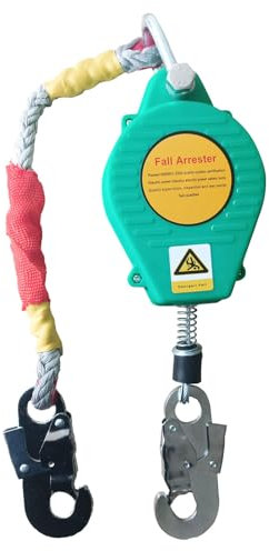 Höhensicherungsgerät, Fallschutz Absturzsicherung Einziehbar, Sicherheitsgurt mit Automatischer Sperrfunktion für Arbeiten in der Höhe, Maximale Belastung 150kg(Color:Green,Size:3m)