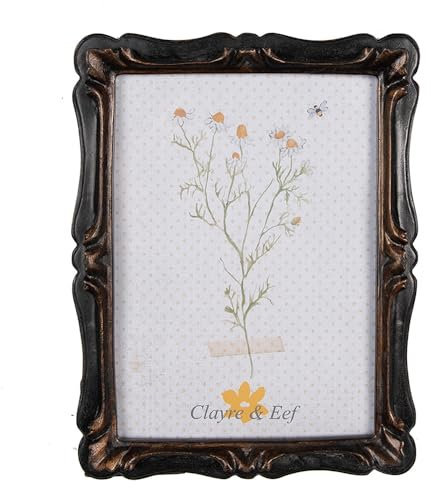 Clayre & Eef Bilderrahmen 13x18 cm Schwarz Braun Kunststoff Glas Rechteck Fotorahmen