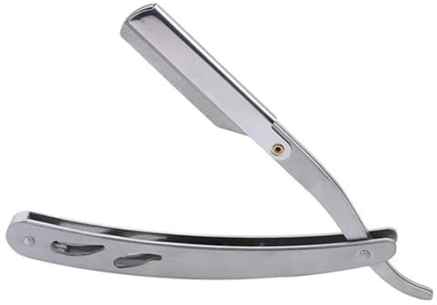 EWANTO Rasiermesser klassisch aus Edelstahl Silber Faltbare Klinge Herren Rasierer Pflege Nassrasur Bartmesser Handrasur Cut Throat Klassik
