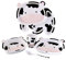 Plateau et assiettes en forme d’animaux pour bébés et enfants en bas âge – Service de table pour enfant - Lot de 3 assiettes + Verre et couverts (Vache)