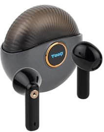 TOOQ TQBWH-0060G - Snail Auriculares Inalámbricos + Micrófono Bluetooth con Estuche de Carga, Cascos Inalámbricos para iPhone/iOS/Android, Color Gris y Negro