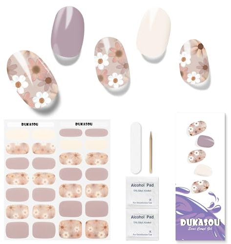 DUKASOU Nagelfolie UV Härtend - 28 Stück UV Gelfolien,Einfach und Bequem UV Gel Strips DIY Gel Nail Sticker ist ein Geschenk für Anfänger, um Nägel zu dekorieren(Geheimer Garten)