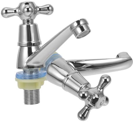 ARTIBETTER 1 Paio Di Rubinetti Per Lavabo Da Bagno Rubinetto Da Bagno A Maniglia Singola (Freddo Caldo) Rubinetto Per Lavabo Per Lavanderia Rubinetto Da Bagno A Cascata Coppia Di