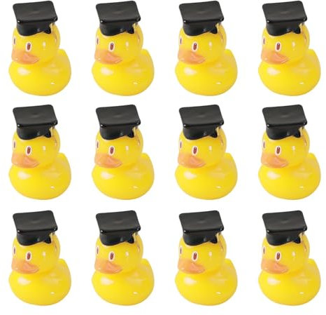 12 Stück -Harz-Enten-Charm-s, lustige akademische Abschluss-Harz-Ente, Bachelor-Mütze, Puppen-Enten-Bastelarbeiten für Familie, Schule, Abschlussprüfungen, Universität, College,