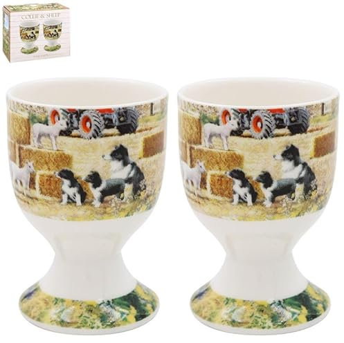 The Leonardo Collection LP95926 Collie & Sheep Egg Cups, Ceramic