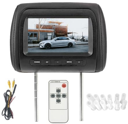 Soeudgh Car Headrest Monitor Universal 7 Inch TFT LED Screen Pillow AV Input Car Headrest Rear Video AV Display