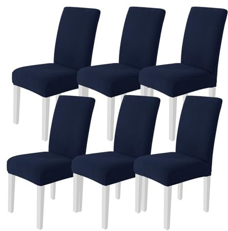 Ystyle Fundas Sillas De Comedor Pack 6, Fundas Sillas Ajustables, Cubre Sillas Elástico Universal, Funda Sillas Comedor Desmontables Lavables para Banquetes Hogar Restaurante Hotel, Azul Oscuro
