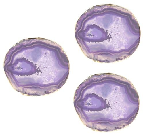 Alipis 3stücke Agate Slice Untersetzer Mit Goldrand Hochtemperaturbeständig Ovaler Naturstein Für Zuhause Büro Und Besondere Anlässe