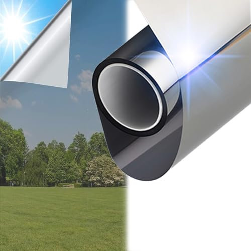 Vinilos for Cristales Vinilo Adhesivo Cristal Efecto Espejo, Reflectante Unidireccional, Película Adhesiva For Ventana, Anti UV, Control De Calor, Bloqueador Solar, Lámina De Espejo for Ventanas,(50*4