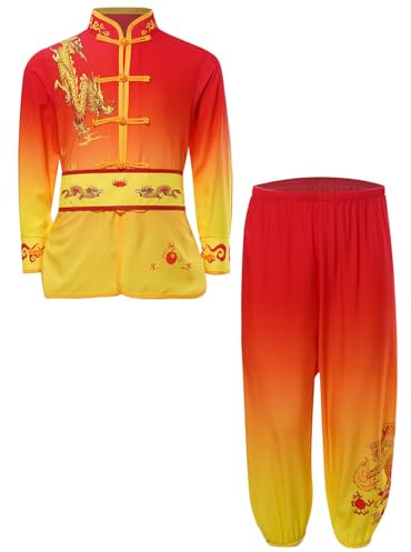 Mufeng Abiti da Tai Chi di Taiji Cinese per Bambini Ragazzi Uniforme di Kung Fu di Bruce Lee Costumi per Meditazione Qigong Abbigliamento per Arti Marziali Rosso 2-3 anni