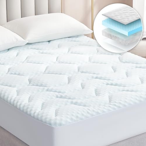 EHEYCIGA Topper para Colchón Viscoelastica 120x190, Sobrecolchon Memory Foam Mattress Topper, Transpirable sobre Colchon con Extra Profundo, Blanco