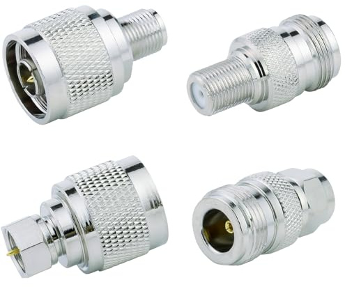 ACONRFTOL 4er-Pack N auf F Koax Adapter Kit: N-Typ Stecker/Buchse auf F-Typ Stecker/Buchse RF Koaxialstecker für Antenne/Analysator/Router/Booster Systeme