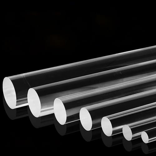 COYOUCO 2 tiges de Cheville en Acrylique, 12-20 mm dia 500 mm de Longueur Tige Ronde en Acrylique Transparent pour Bricolage Bricolage décorations de fête Jardinage,20mm