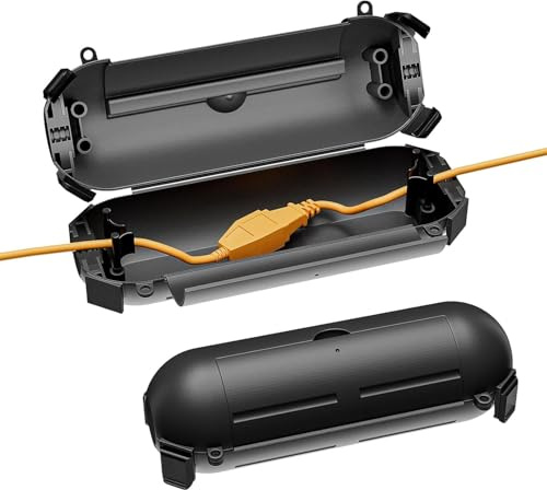 iwillink 2 Pack Outdoor Extension Cord Safety Cover with Waterproof Protector Seal, Weatherproof Electrical Connection Box for Outdoor Outlet, Plug, Christmas Decoration, Black