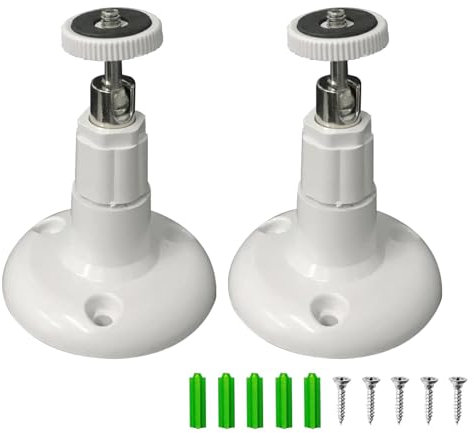 Hinmay Ring Camera Mount 360 Adjustable Wall Mount - Universal for Ring Indoor Camera & Doorbell, White 2-Pack with Screws | Secure Fit for Surveillance/Outdoor Security Cameras (2pcs)