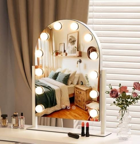 ZL ZELing Miroir de courtoisie avec éclairage Miroir de Maquillage avec éclairage 12 Ampoules graduables Miroir de Maquillage éclairé Hollywood Détachable 3 Modes d'éclairage de Couleur