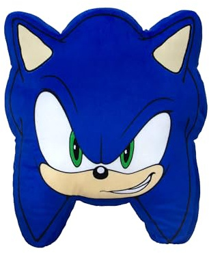 Offiziell lizenzierte Sonic The Hedgehog-Kissenfigur | Sonic-blaues Kissen in Charakterform | Perfekt als Dekoration für Schlafzimmer oder Wohnzimmer, 35 × 35 cm