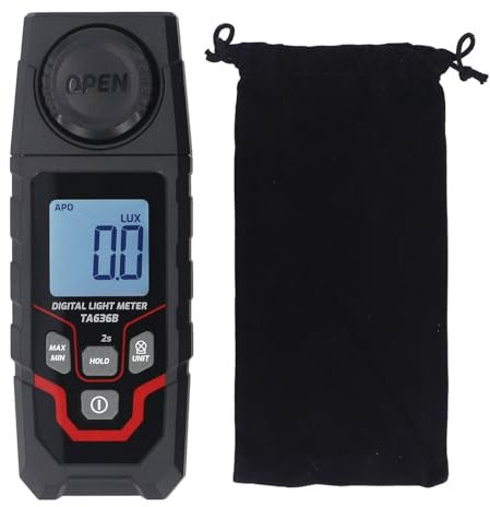 Digitales Beleuchtungsstärke-Lichtmessgerät, Hand-Lux-Messgerät 200.000 LX Fußkerzen Luxmeter Beleuchtungsstärke-Luxmeter-Tester, LED-Photometer für Wachsende Pflanzen,