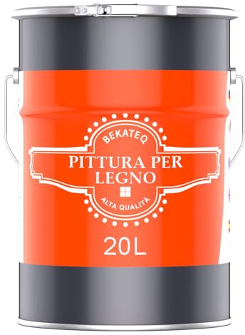 BEKATEQ Pittura protettiva per legno Grigio chiaro 20l Pittura per legno per interni & esterni I Vernice per parquet, porte, scale, recinzioni ecc. I Altamente coprente contro le intemperie BE-420