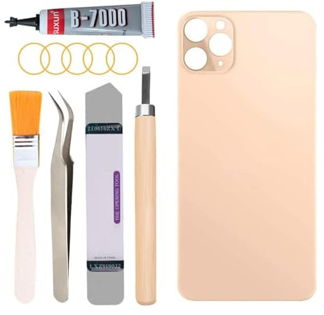 Yuntunele Back Covers Glass Replacement Compatible with iPhone 11 Pro Max 6.5 inches All Carriers with Professional Tool Set (Gold)