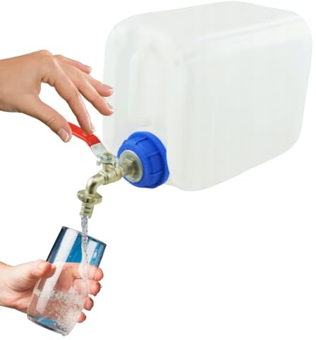 Anwicar Wasserkanister mit hahn - Wasser Kanister mit Zapfhahn 5L - Camping Wassertank - Wasserbehälter - Trinkwasserkanister - Frischwassertank - Weiß