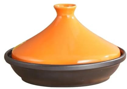 BOJHGO Casserole Dish High Temperature Resistant Steamed Vegetable Tower Base Casserole Soup Ceramic Casserole Cooker Tagine Cooler(Orange,22cm)
