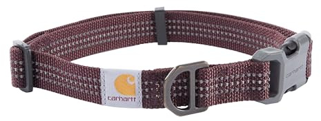 Carhartt Hundehalsband, Nylon, Größe L, Weinrot | Gurtband, voll verstellbar mit robuster Schnalle an der Seite und reflektierenden Nähten