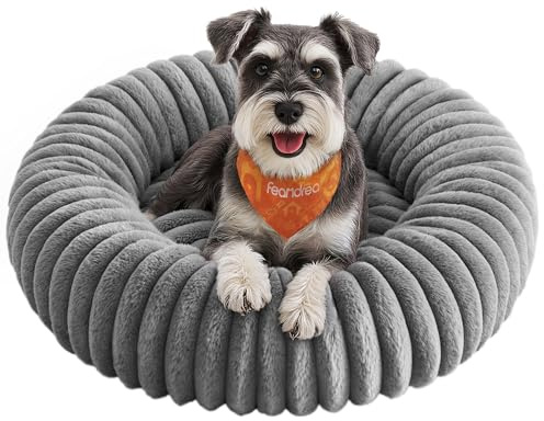 Feandrea Dog Bed, Large Cat Bed with Soft Padding, 70 cm, Washable, Non-Slip, Dove Grey PGW303GD01