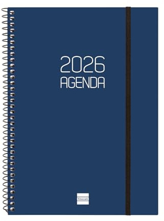 Finocam - 2026 veckas spiralplanerare horisontell layout|januari - december 12 månader | Årlig dagbok 2026 med elastiskt band | Matt spiral polypropenskydd - blå - svenska