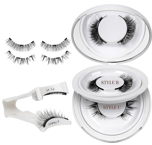 AYNKH Magnetic Eyelashes with Applicator, 2 Pairs Reusable No Glue False Eyelashes Magnetic Lashes with Applicator Easy to Wear and Remove Natural Look Eye Lashes Kit