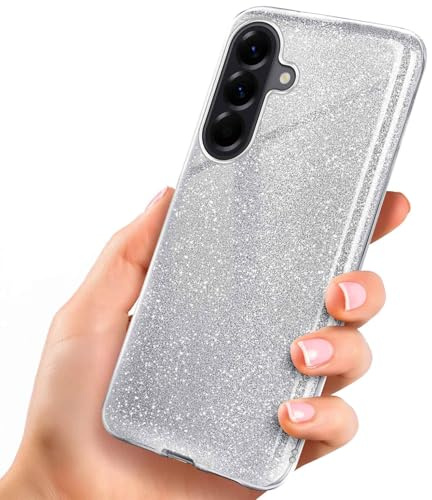 ONEFLOW Glitter Case für Samsung Galaxy A56 5G Glitzer Handyhülle mit Kameraschutz, Stylische Hülle Glitzernd, Dünne TPU Schutzhülle für Damen, Glitzerhülle Qi kompatibel, Silber