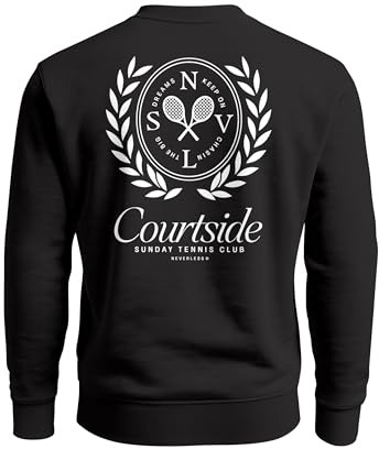 Neverless® Sweatshirt Herren Pullover mit Backprint Courtside Tennis Club Rückendruck Fashion Streetwear