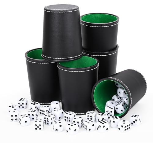 Biamaleu Cubilete Dados, Juego de Dados con Cubilete, con 36 Dados | Taza de Dados, Silencioso, Forro de Terciopelo, Cubilete de Dados de Cuero para Juegos de Mesa para Casa, Pub y Viajes