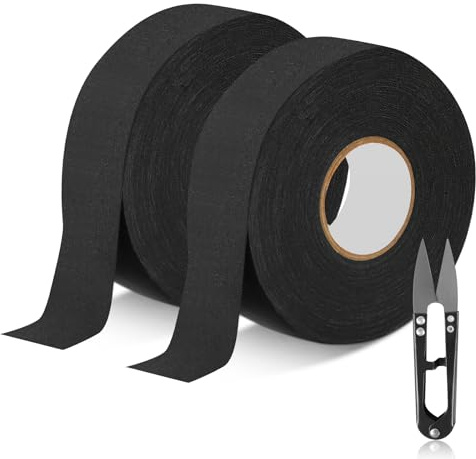 APXEL Schläger Tape, 25mm x25m Hockeyschläger Tape mit Schere Anti Rutsch Griffband Selbstklebendes HockeyTape Sporttape für Badminton Tennis Golf (Schwarz)