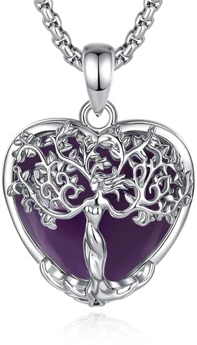 CELESTIA Moda Collar Arbol de la Vida con Colgante Amatista Obsidiana Piedra Luna Turquesa -Joyas Regalos Originales para Mama, Hermana, Cuñada, Tía o Amigo Invisible