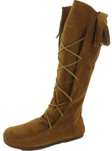 Minnetonka Men's Front Lace Knee High Boot, Brown, 11