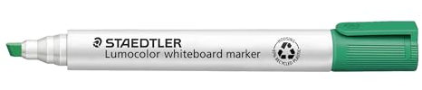 STAEDTLER Whiteboard Marker Lumocolor, grün, trocken und rückstandsfrei abwischbar, Keilspitze ca. 2 oder 5 mm, hohe Qualität Made in Germany, 10 grüne Marker, 351 B-5