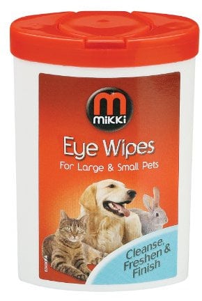 Mikki Eye Wipes for Pets, Cleanse, Freshen and Finish, Suitable and Safe for Dogs, Cats and Other Pets