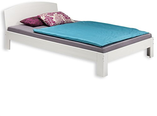 IDIMEX Massivholzbett Einzelbett Holzbett Bett Tim Kiefer massiv Weiss lackiert 90 x 200 cm