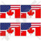 USA Vereinigte Staaten von Amerika und KANADA Amerikanisch und Kanadische Flagge, Fahne 50mm Auto & Motorrad Aufkleber, x4 Vinyl Stickers