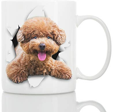 Funny Brown Poodle Mug - Ceramic Funny Coffee Mug - Perfect Dog Lover Poodle Gifts - Cute Novelty Coffee Mug Present - Great Birthday or Christmas Surprise for Friend or Coworker, Men and Women (11oz)