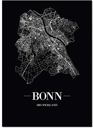 JUNIWORDS Stadtposter - Wähle Deine Stadt - Bonn - 60 x 90 cm Poster - Schrift A - Schwarz