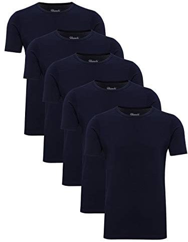 Yazubi 5er Pack T-Shirt Basic T Shirt Blau Herren Tshirts Männer Set Baumwoll Shirts Set Arbeitsshirt Mythic, (Dark Sapphire 194020), XL