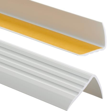 Nez de marche profil d’angle PVC autoadhésif 50x40mm antidérapant, d'escalier-protection, bande de bordure, 200cm, Gris Clair