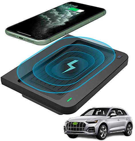 Braveking1 Kabelloses Ladegerät Auto 10W Qi Schnell-3-Spulen-ladegerät für Audi Q5 SQ5 2020 2019 2018 Center Console-Zubehörfeld für iPhone 11/11 Pro/XS MAX/XS/XR/X/8, Samsung Note 10/S20/S10/S9/S8