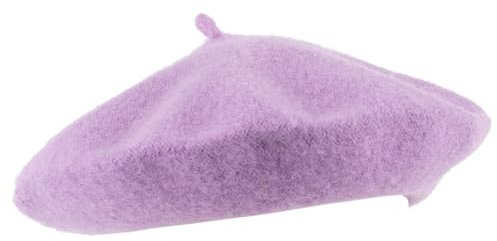 Hat To Socks Einfarbige Baskenmütze aus Wollgemisch für Damen und Herren (Helles Lila)