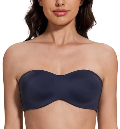 MELENECA Women's Strapless Minimizer Multiway for Large Bust Unlined Seemless Underwire Bandeau Bra Navy Blue 34E