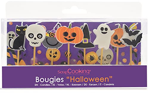 ScrapCooking - Kit de 8 Bougies Halloween - Décoration Bois Paraffine Gâteau - Citrouille Chat Fantôme - Accessoire Anniversaire Fête Enfant Cupcake Pâtisserie Cake Design - 5031