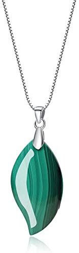 COAI Geschenkideen 925 Sterling Silber Glückskette Blatt Anhänger Laub Anhänger aus Malachit