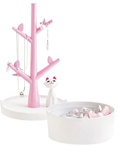 Holibanna Schmuck Display Tree Cat Design: Ohrring Display Stand Tabletop Nette Ohrringe Organizer Halskette Halter Turm Ohrring Baum Turm Ohrstecker Halter für Schmucksachen Organizer